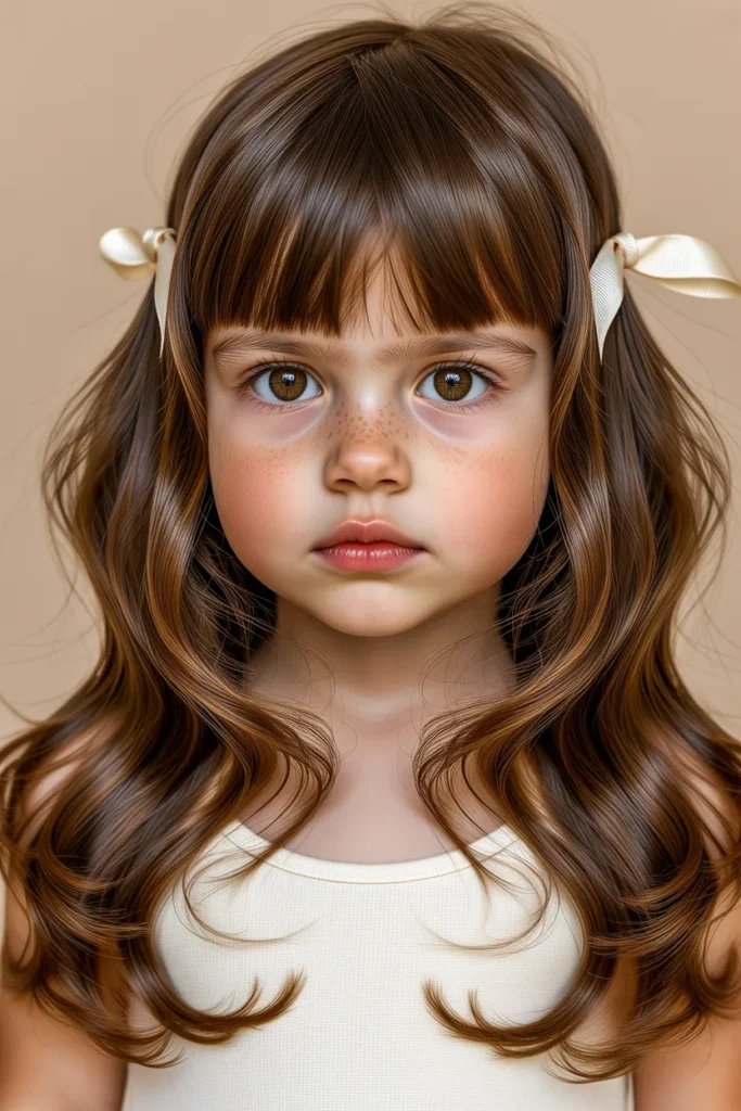 Long V-Cut Hair with Face-Framing Curtain Bangs